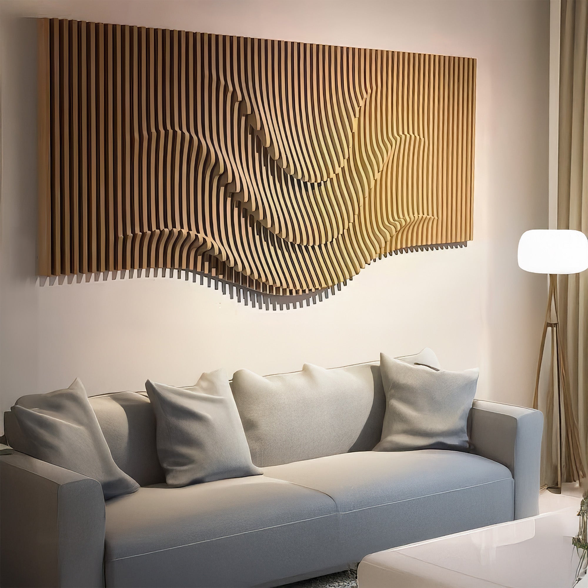 Parametric Waves of Fluidity: A Symphony of Abstract Design  Wall Paneling.